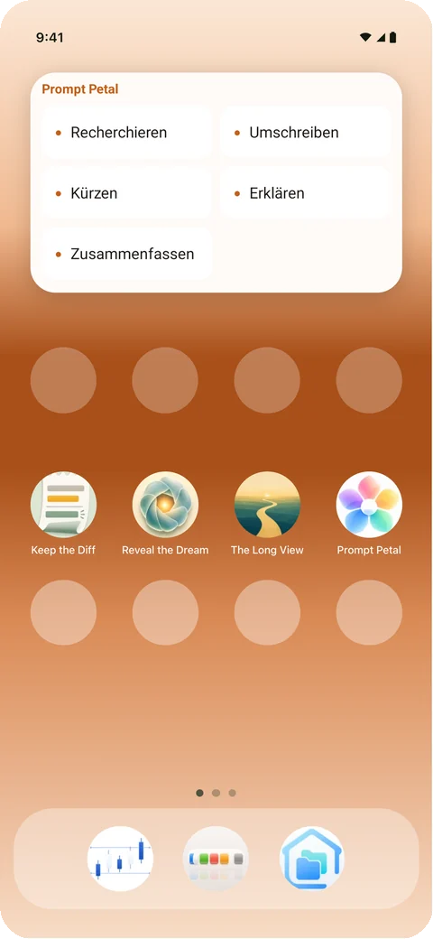 Deine Prompts in einem Widget auf einem Android-Home-Bildschirm