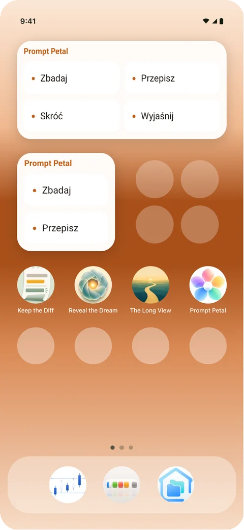 Twoje prompty w widżecie na ekranie głównym Androida